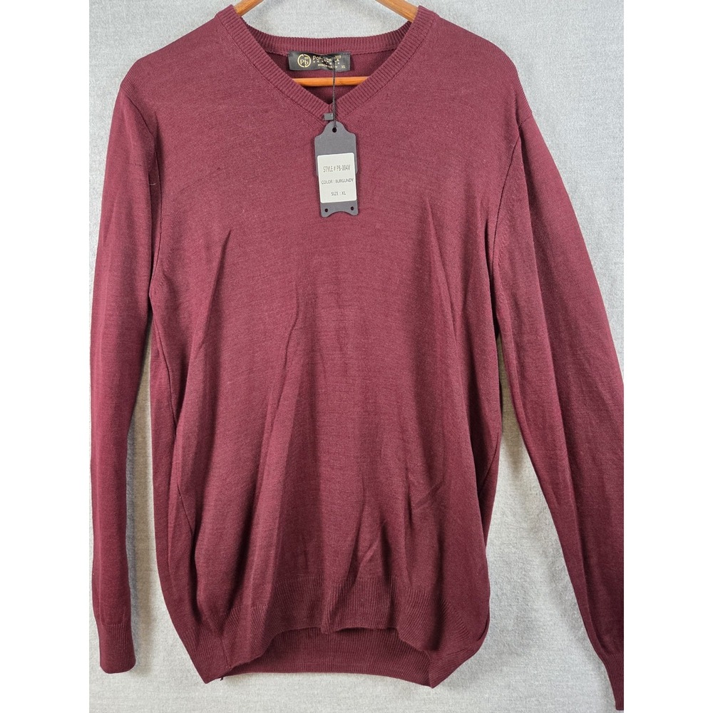 Portabella New York Wool Blend Sweater Mens XL Burgundy‎ Minimalist Career NEW